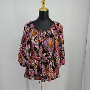 Andrea Behar Paisley Print Silky Top